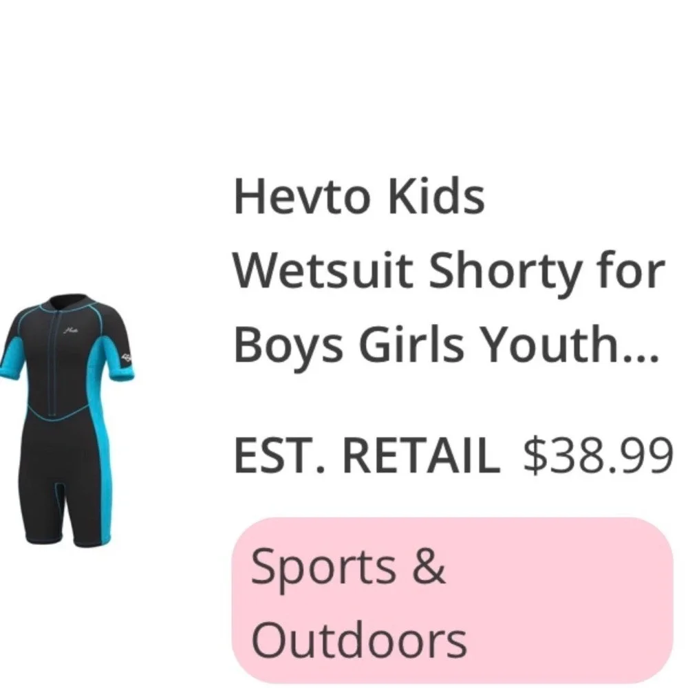 Hevto Kids Wetsuit 12 Shorty 2mm Neoprene Front Zip Youth Size 12 Black Blue K1S